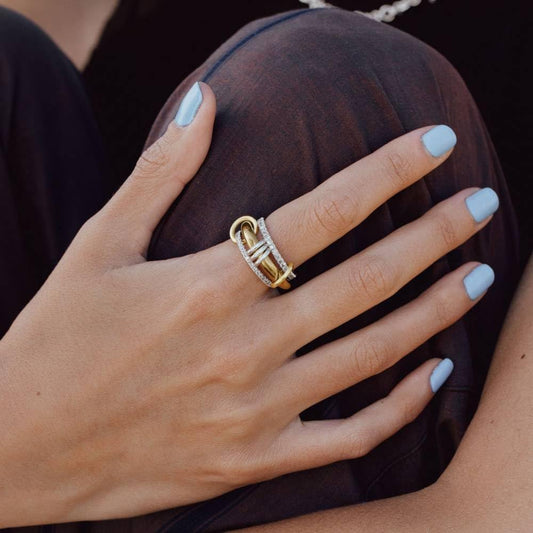 Manufacturer  Gold Stackable Rings for Women Non Tarnish, 18k Gold Plated Cubic Zirconia Rings, Silver Gold Multi Ring Mixed Metals Stack Rings Set   rings