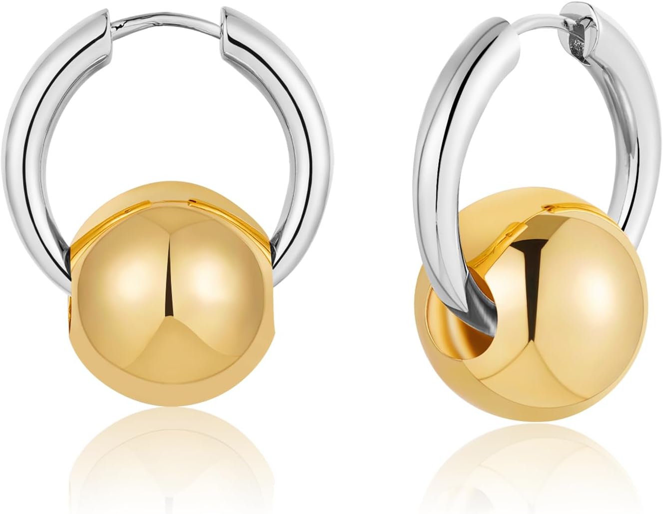 Manufacturer  Ascona Gold/Silver Plated Hoop Earrings, Gold Plated Ball Drop Dangle Hypoallergenic Lightweight Earrings for Women  earring