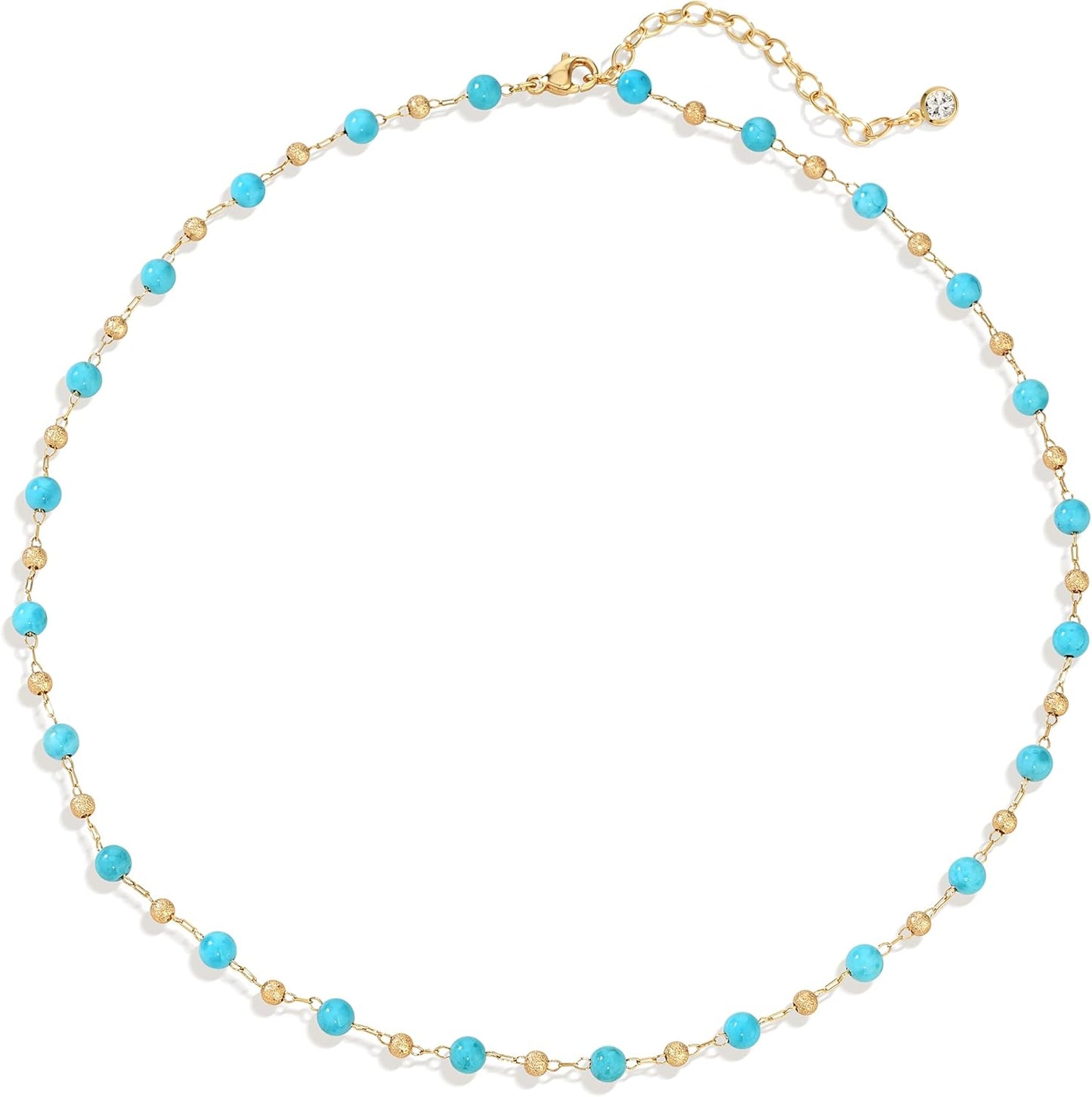 Manufacturer  Created Turquoise Necklace for Women 14K Gold Plated Beaded Heart Choker Boho Necklaces Handmade Beach Summer Everyday Western Jewelry Gifts  necklace