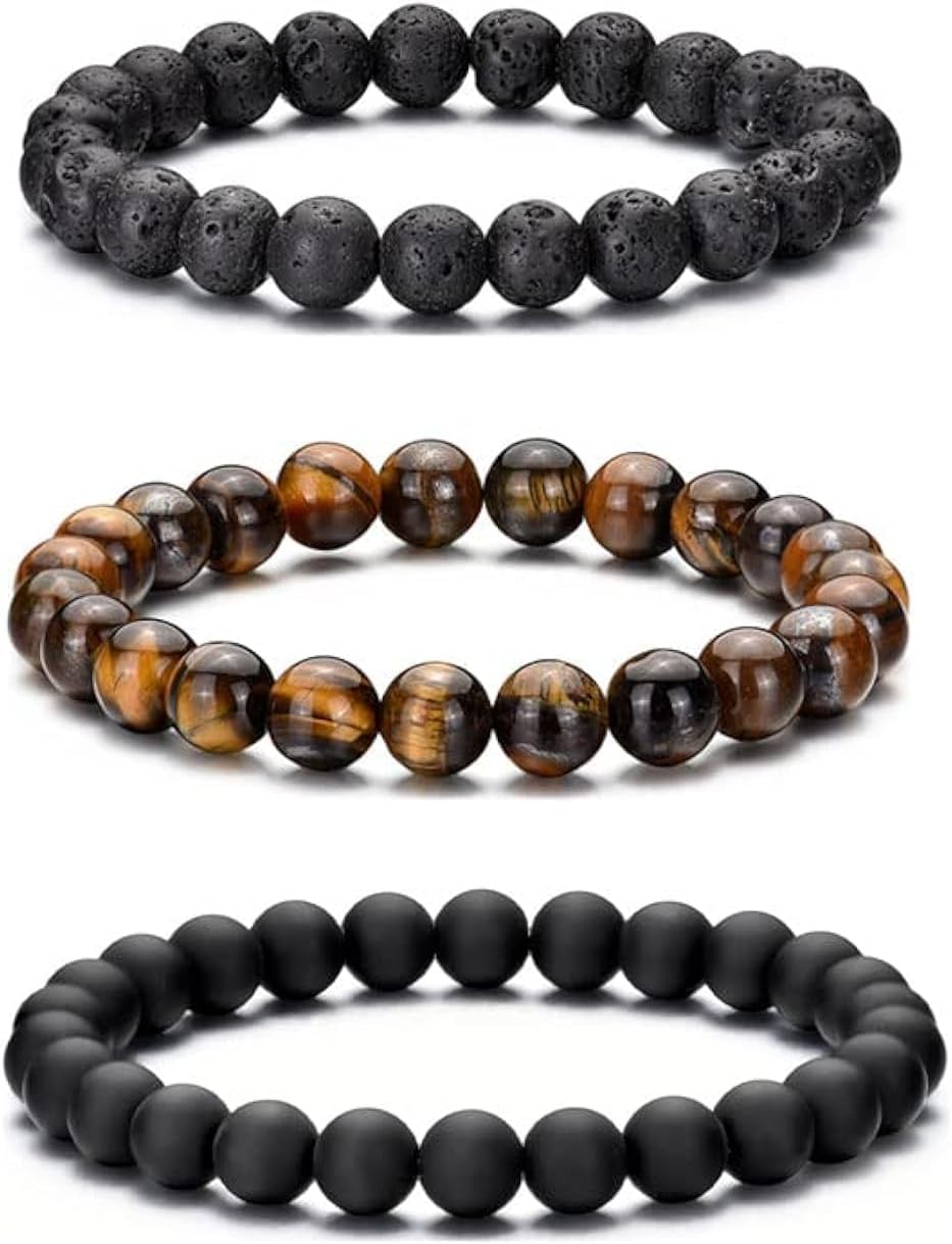 Manufacturer  RANKEEF Tiger Eye Bracelet For Men 8MM Natural Stone Stretch Adjustable Black Crystal Beaded Bracelet for Men Women Gifts  bracelets