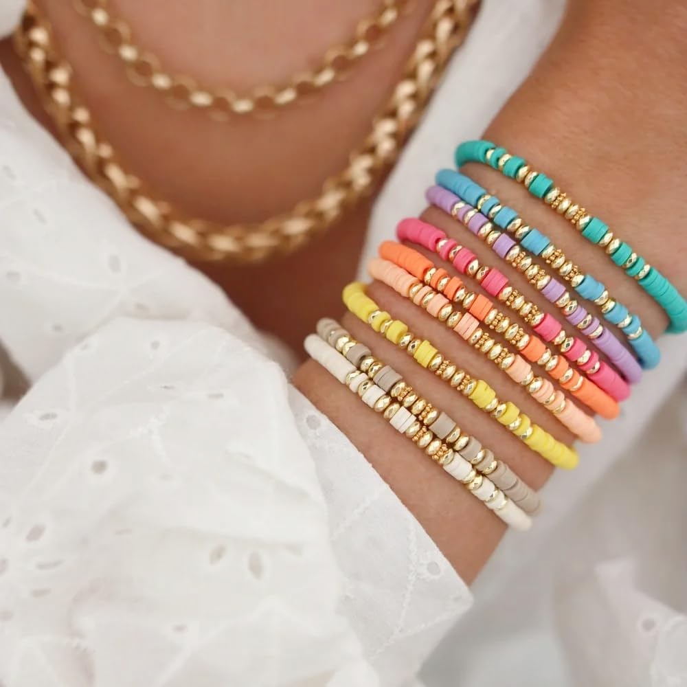 Manufacturer  Friendship Bracelets Boho Stackable Bracelets for Women Surfer Heishi Clay Bead Bracelets Stretch Preppy Bracelets Colorful Boho Bracelets for Women  bracelets