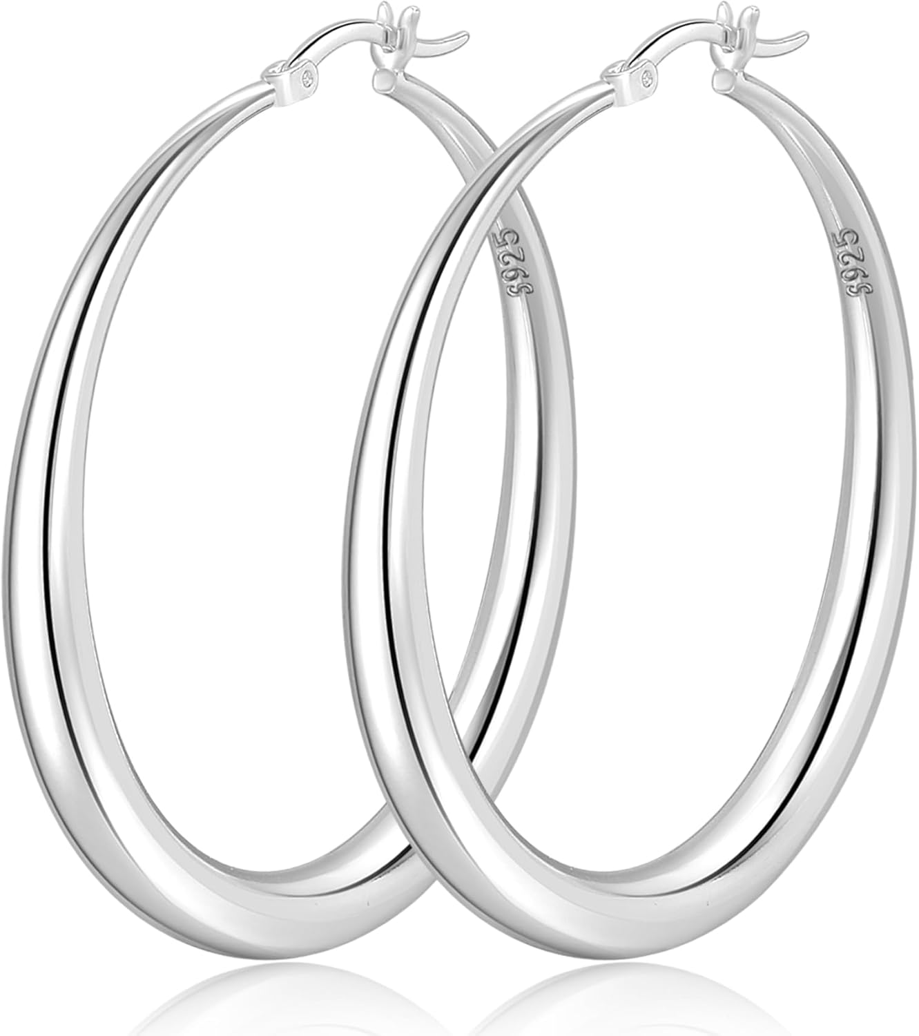 Manufacturer  PABBEU S925 Sterling Silver Hoop Earrings Large Silver Hoop Earrings for Women Hypoallergenic Lightweight Big Thick Silver Hoop Earrings for Women Girls 35/40/50/60/70mm  earring
