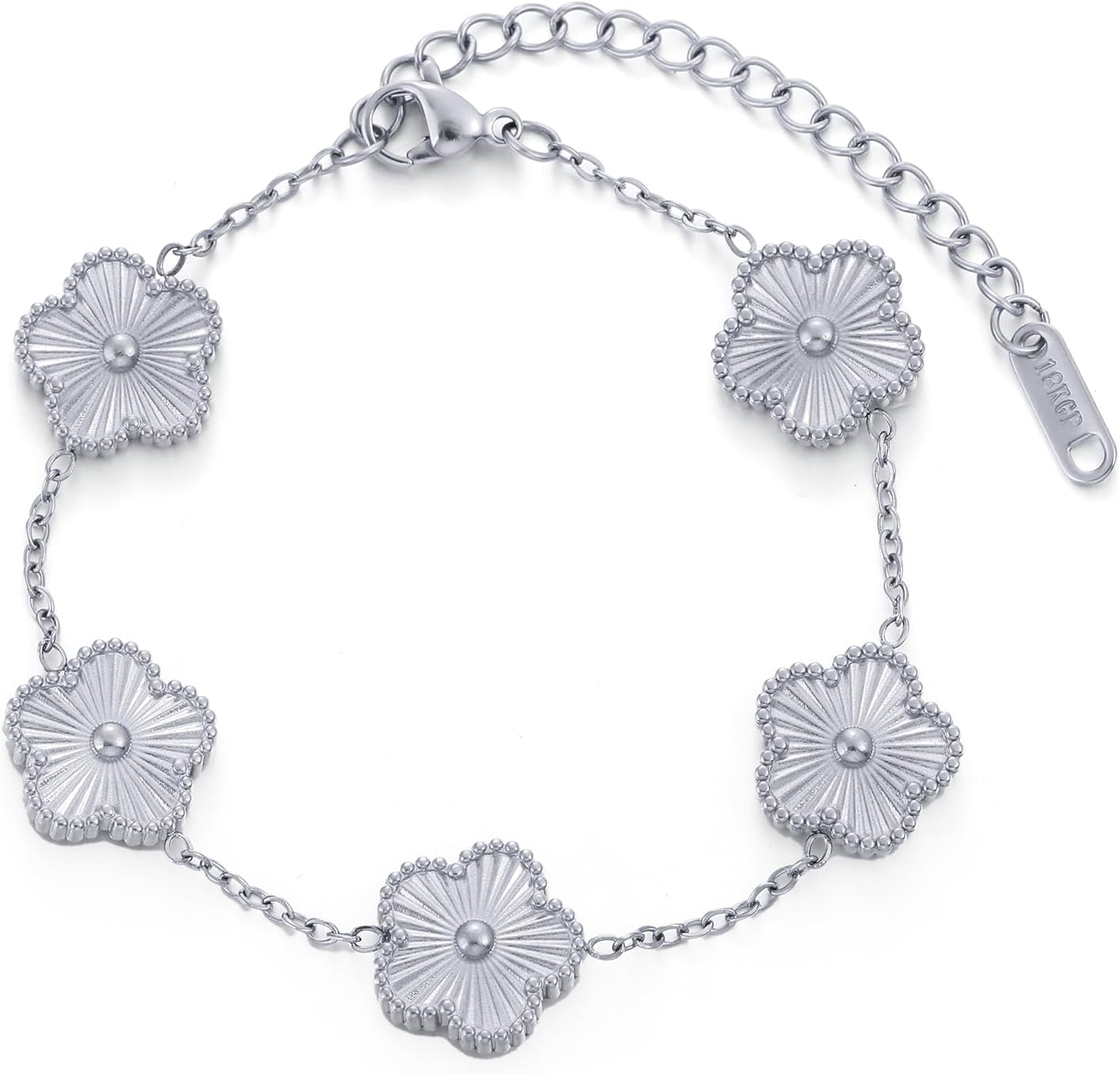 Manufacturer  TICVSS Four Leaf Clover Bracelet for Women 18K Gold Plated Stainless Steel Lucky 4 Leaf Gold Link Bracelet Jewelry Gift for Women  bracelets