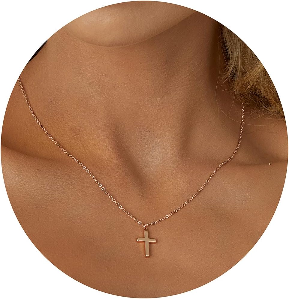 Manufacturer  Tewiky Diamond Cross Necklace for women-Dainty 14k Gold Cubic Zirconia Pendant Necklaces Simple Gold Cross Pendant Necklace Cute Tiny Gold Jewelry  necklace