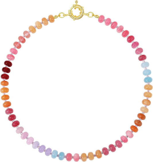 Manufacturer  KELORIS PATH Beaded Gemstone Necklaces for Women, Boho Colorful Bead Choker Necklace, Natural Stone Handmade Summer Jewelry for Beach  necklace