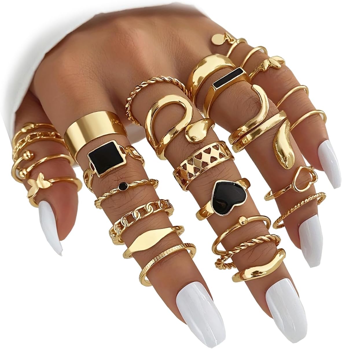 Manufacturer  IFKM 51 Pcs Gold Knuckle Rings Set For Women Girls Vintage Stackable Joint Finger Midi Rings Dainty Cubic Zirconia Crystal Simple Twist Hollow Cute Rings Pack Jewelry Gift   rings