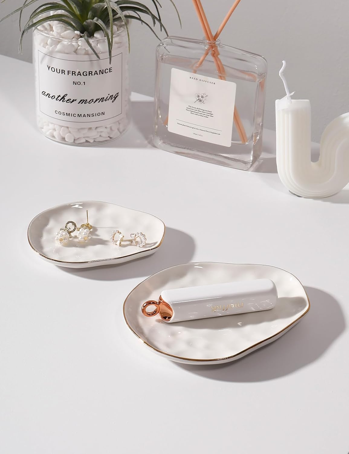Manufacturer  AISBUGUR Jewelry Dish Set of 2, Large Jewelry Tray for More Jewelry Ring Dish Jewelry Bowl with Beautiful Package and Greeting Card Perfect for Birthday Gifts for Women   rings