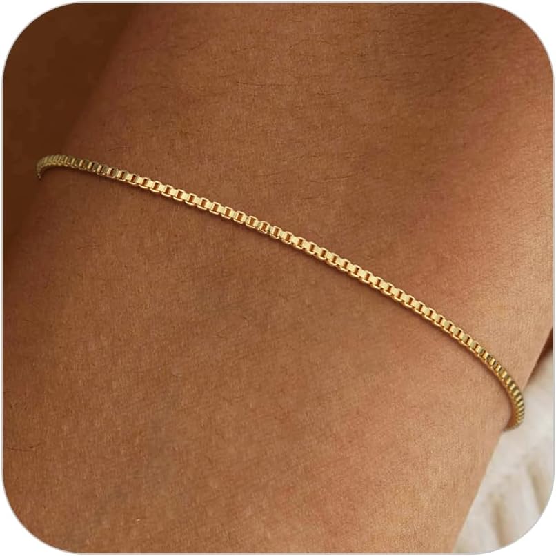 Manufacturer  SLOONG Gold Bracelets for Women Trendy, 14K Real Gold Plated Dainty Stackable Pearl Snake Chain CZ Heart Pendant Bracelets, Layered Waterproof Jewelry Gift for Women Adjustable 6"+2"  bracelets