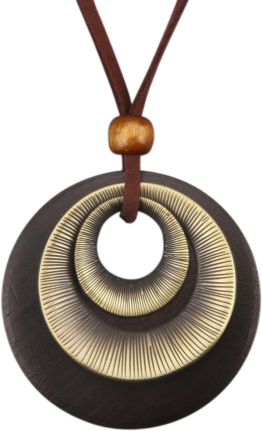 Manufacturer  Boho Necklaces for Women Chunky Circle Necklace Layered Boho Circle Leather Choker Necklace Long Vintage Necklaces Bohemian Jewlery Gifts  necklace