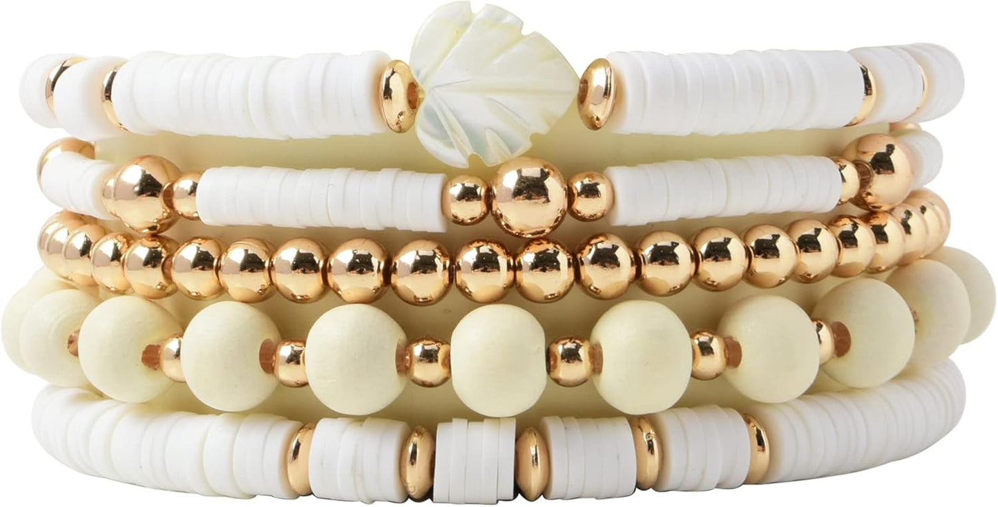Manufacturer  GOOJIDS Surfer Heishi Clay Bead Bracelets for Women Bohemian Stackable Gold Beaded Stretch Bracelets Elastic Layering Friendship Bracelets Set Boho Jewelry  bracelets
