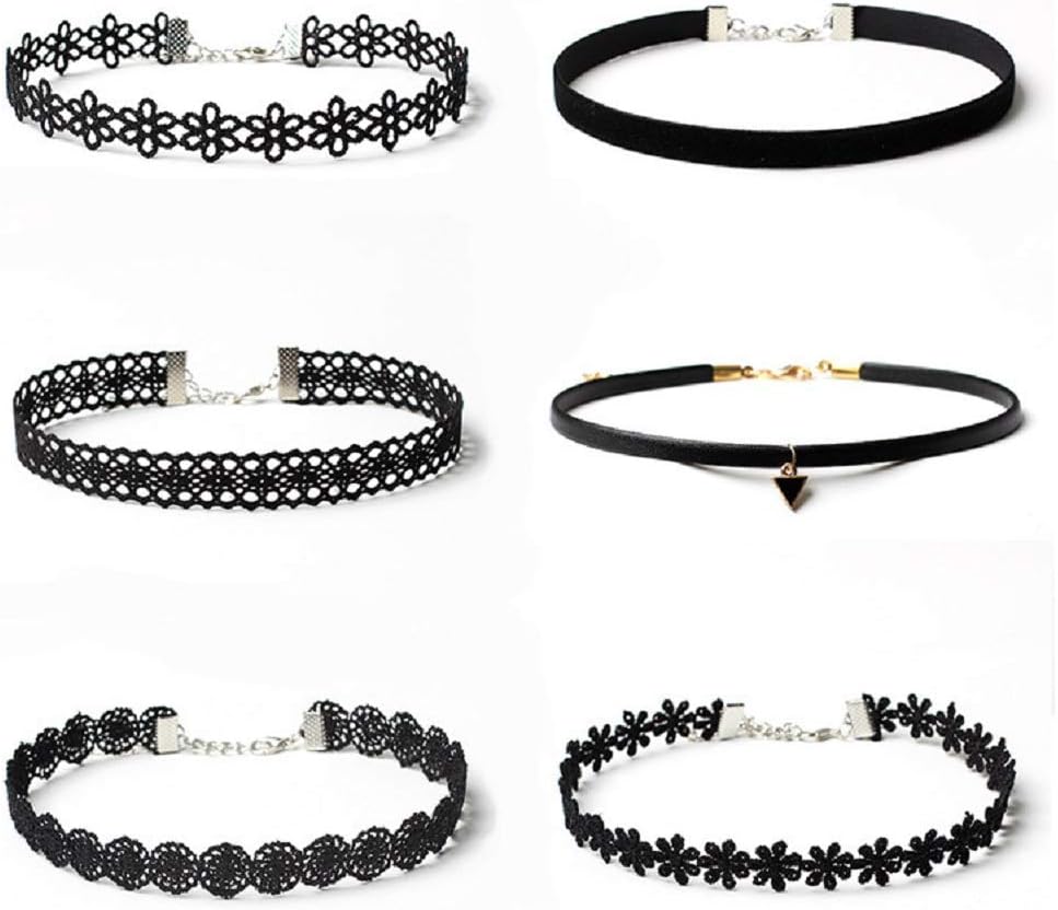 Manufacturer  Maxforever 6 PCS Necklaces Black Velvet Choker Set Classic Gothic Tattoo Lace Chokers  necklace