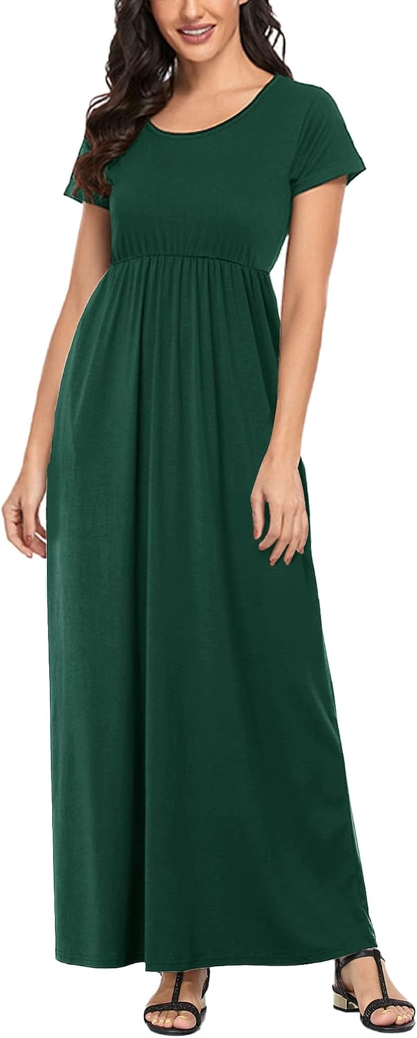 Manufacturer  Lacavocor Womens Short Sleeve Maxi Dresses Empire Waist Long Dress dresses