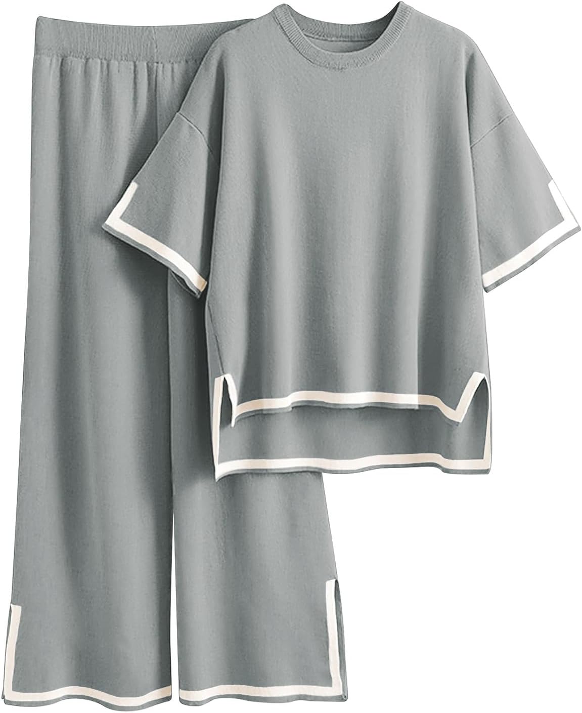 Imily Bela Womens Plus Size Lounge Sets 2 Piece Outfits Short Sleeve Pullover Tops Wide Leg Pants Summer Travel Outfits suits
