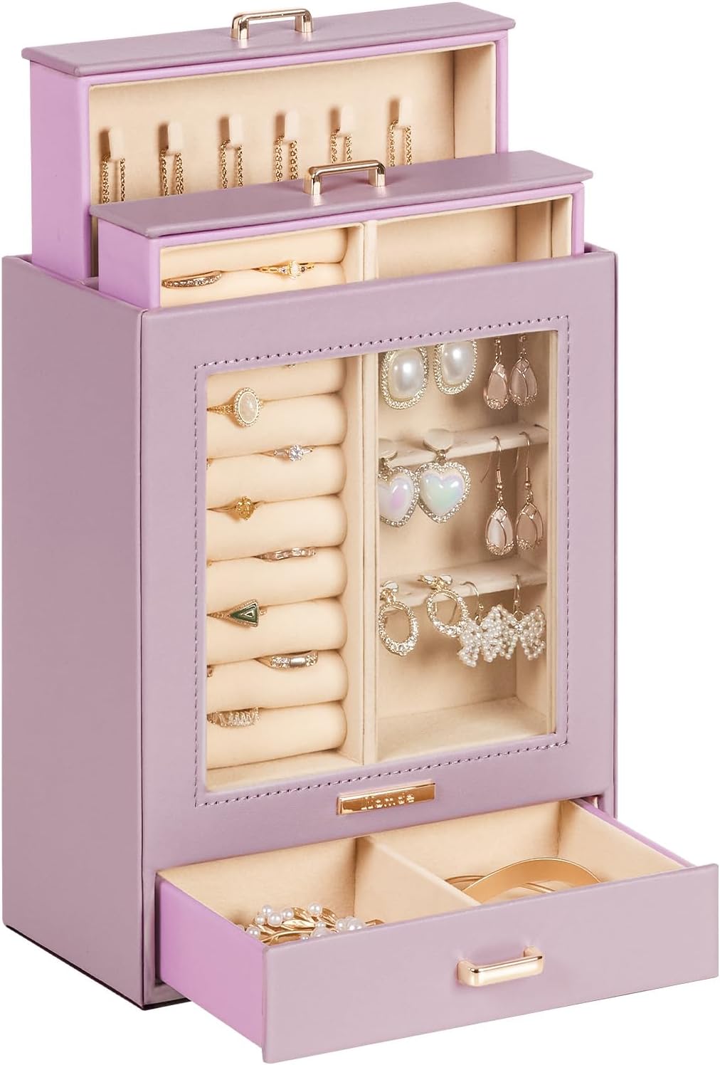 Manufacturer  Homde Jewelry Organizer Girls Women Jewelry Box for Necklaces Rings Earrings Gift Bracelets Storage Case (White + Gold)   rings