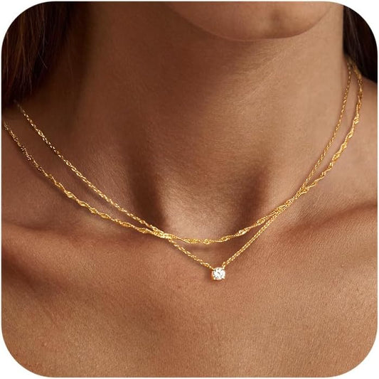 Manufacturer  Tewiky Diamond Necklaces for Women, Dainty 14k Gold/Sterling Silver Choker Necklace Simple Gold Plated CZ Jewelry Necklaces for Women Trendy Gifts  Necklace