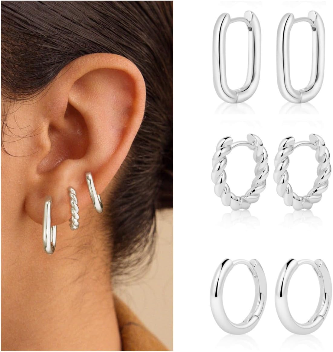 Manufacturer  6 Pairs 14K Gold Hoop Earrings for Women,Chunky Hoop Earrings Multipack Hypoallergenic,Lightweight Hoop Earrings for Women Gold Jewelry Gifts  earring