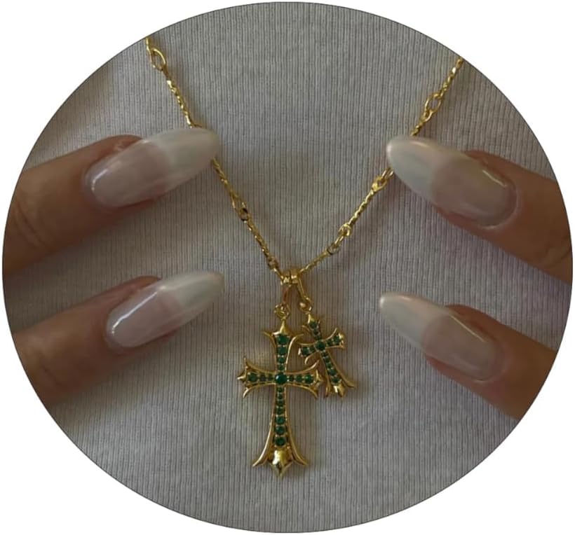 Manufacturer  Cross Necklace 14K Gold/Silver Plated Double Cross Pendant Necklace Dainty Diamond Cross Charm Link Chain Choker Delicate Faith Jewelry Religious Gifts for Women  necklace