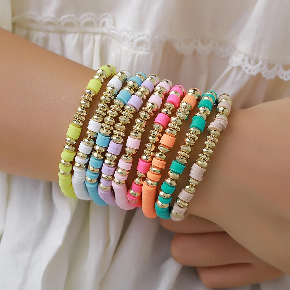 Manufacturer  Friendship Bracelets Boho Stackable Bracelets for Women Surfer Heishi Clay Bead Bracelets Stretch Preppy Bracelets Colorful Boho Bracelets for Women  bracelets