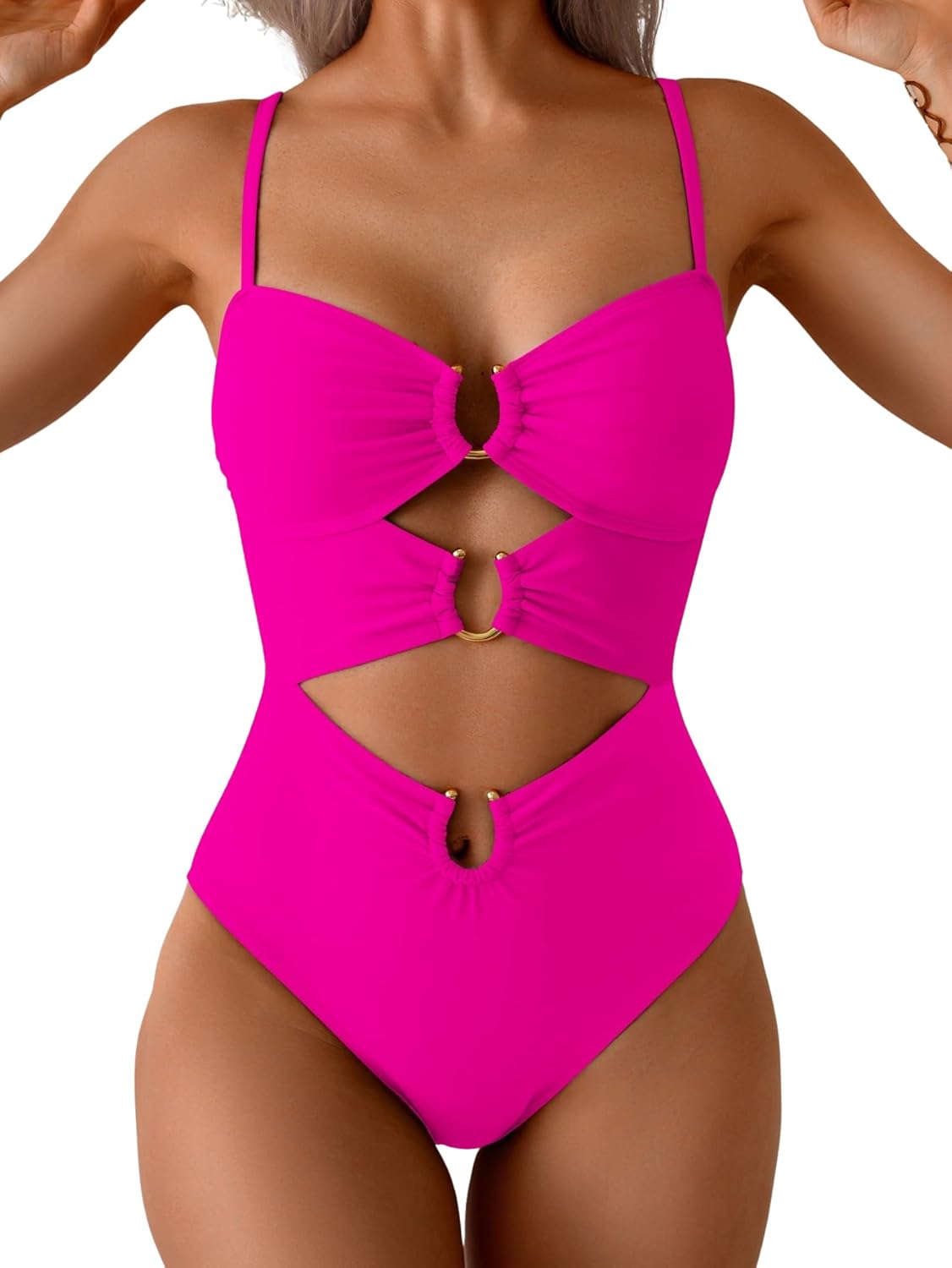 Manufacturer  Eomenie One Piece Swimsuit for Women Ring Linked Monokini Sexy Bathing Suit Cutout Swim Suit  Swimsuit