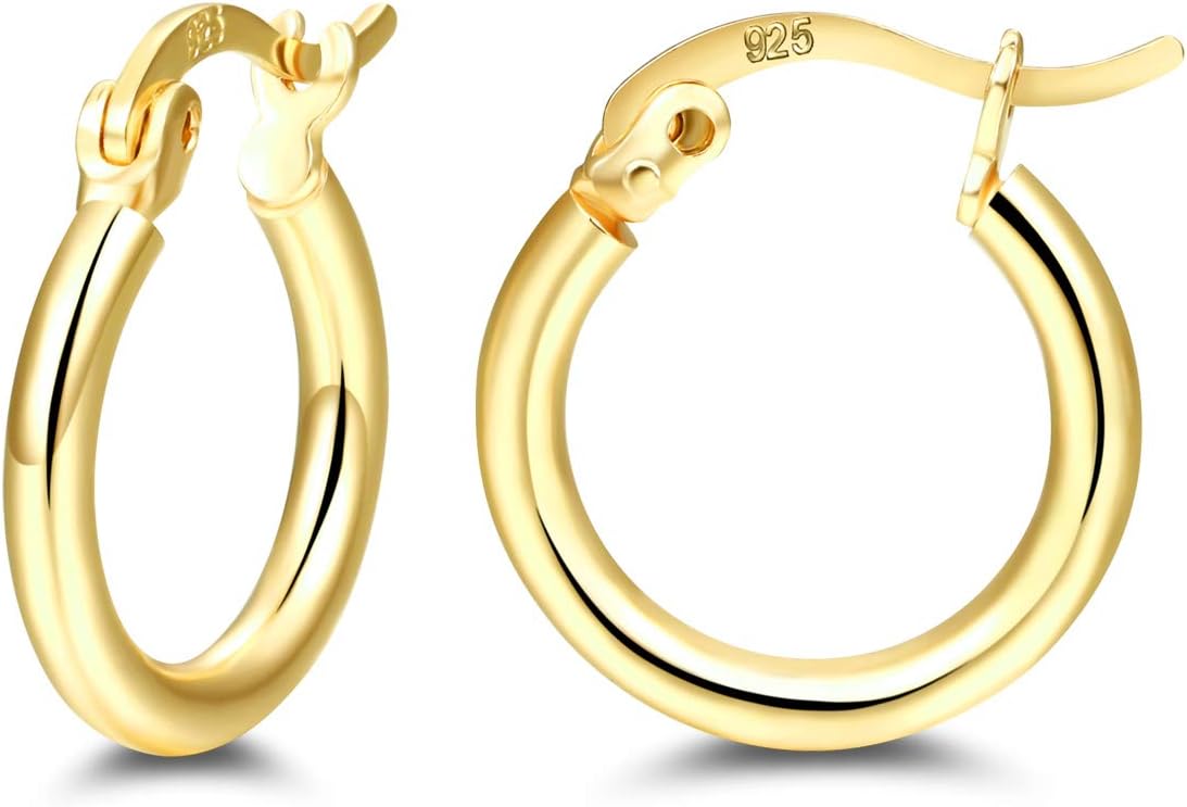Manufacturer  14K Gold Plated Hoop Earrings for Women, 4 Pairs Sterling Silver Post Small Hoops, Gold Huggie Earrings Set for Women Men (13mm 15mm 20mm 25mm)   rings
