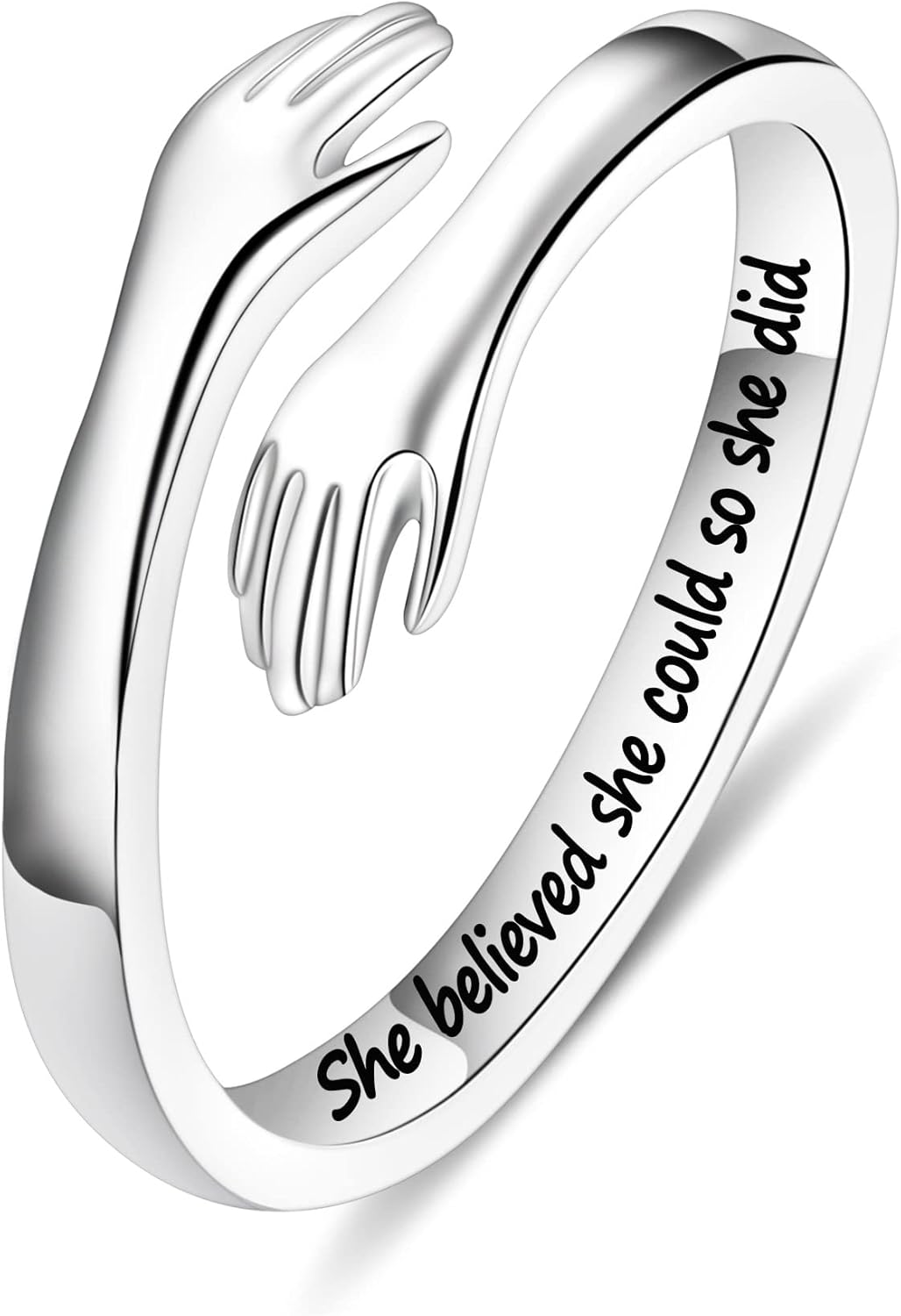 Manufacturer  Yesteel S925 Sterling Silver Hug Ring for Women Teen Girls, Adjustable Ring Jewelry Mothers Day Birthday Gifts for Daughters Mom Sister Wife Friends Grandma   rings