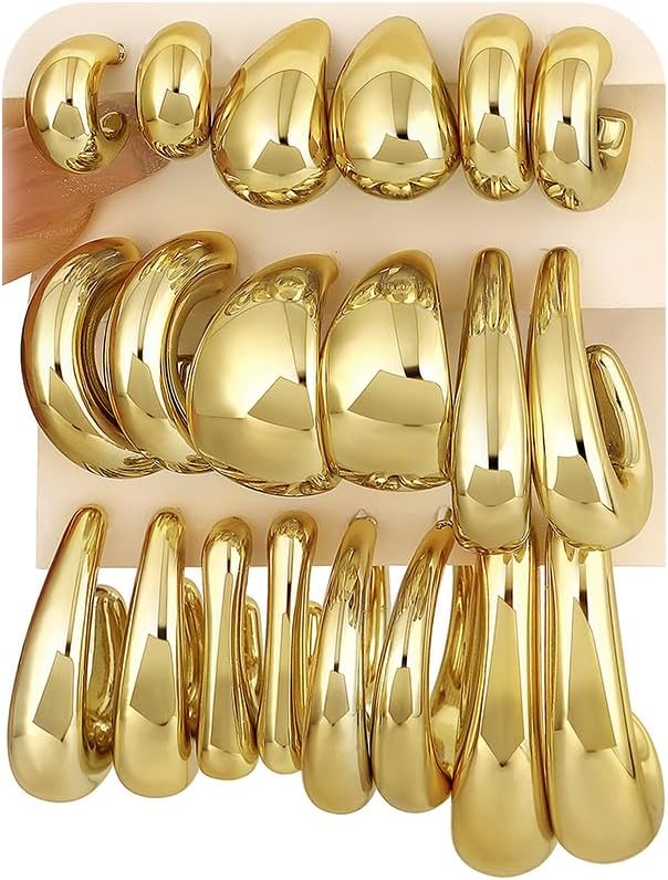 Manufacturer  36 Pairs Gold Hoop Earrings Set for Women Multipack, Hypoallergenic Chunky Chain Twisted Hoop Earrings Pack, Fashion Dangle Earrings Jewelry for Gift  earring