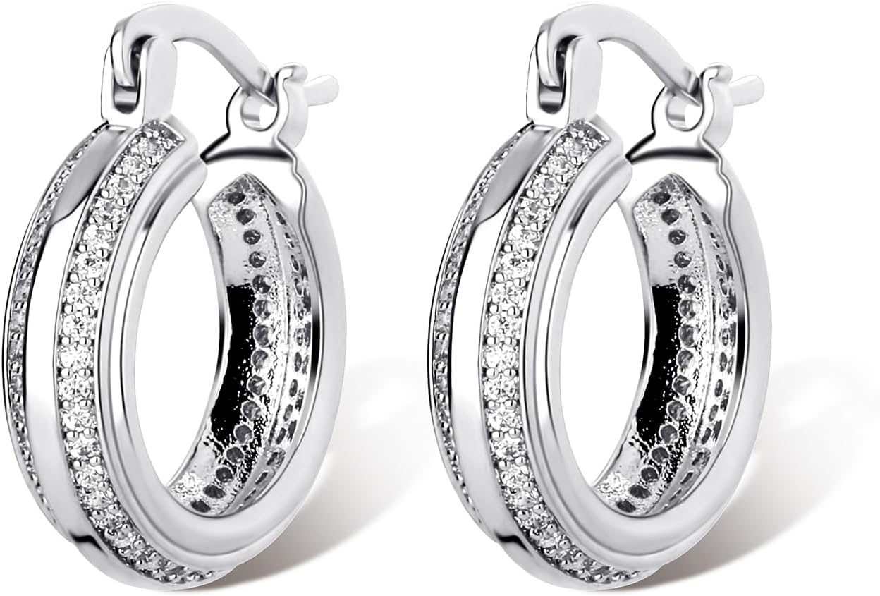 Manufacturer  Iced Out Hoop Huggie Earrings 14K Gold Cubic Zirconia Cute Small Round Hoop Huggie Cartilage Hypoallergenic Earrings For Women Men  earring