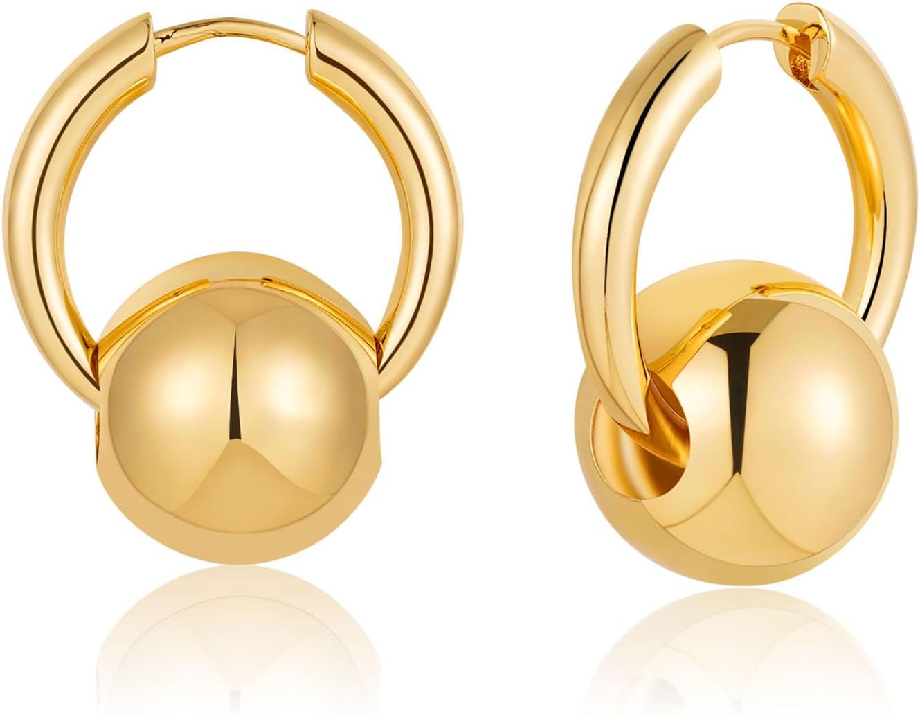 Manufacturer  Ascona Gold/Silver Plated Hoop Earrings, Gold Plated Ball Drop Dangle Hypoallergenic Lightweight Earrings for Women  earring