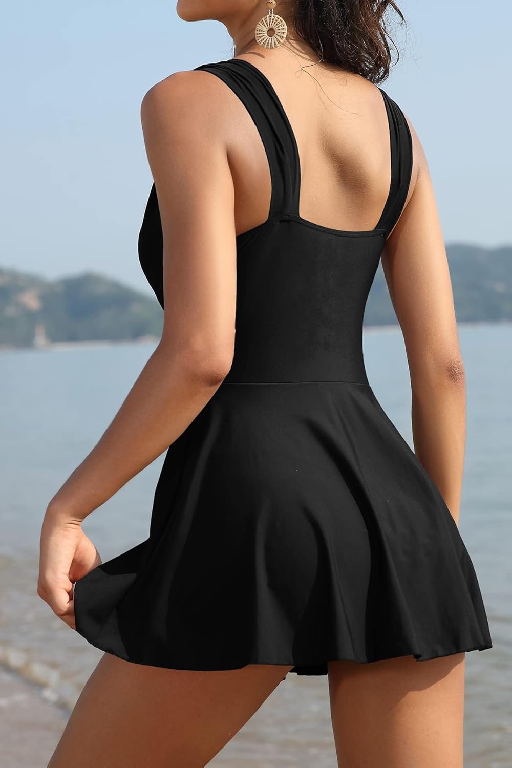 Manufacturer  SHEKINI Womens Elegant One Piece Swimdress Tummy Control Crossover Skirted Swimsuit  Swimsuit