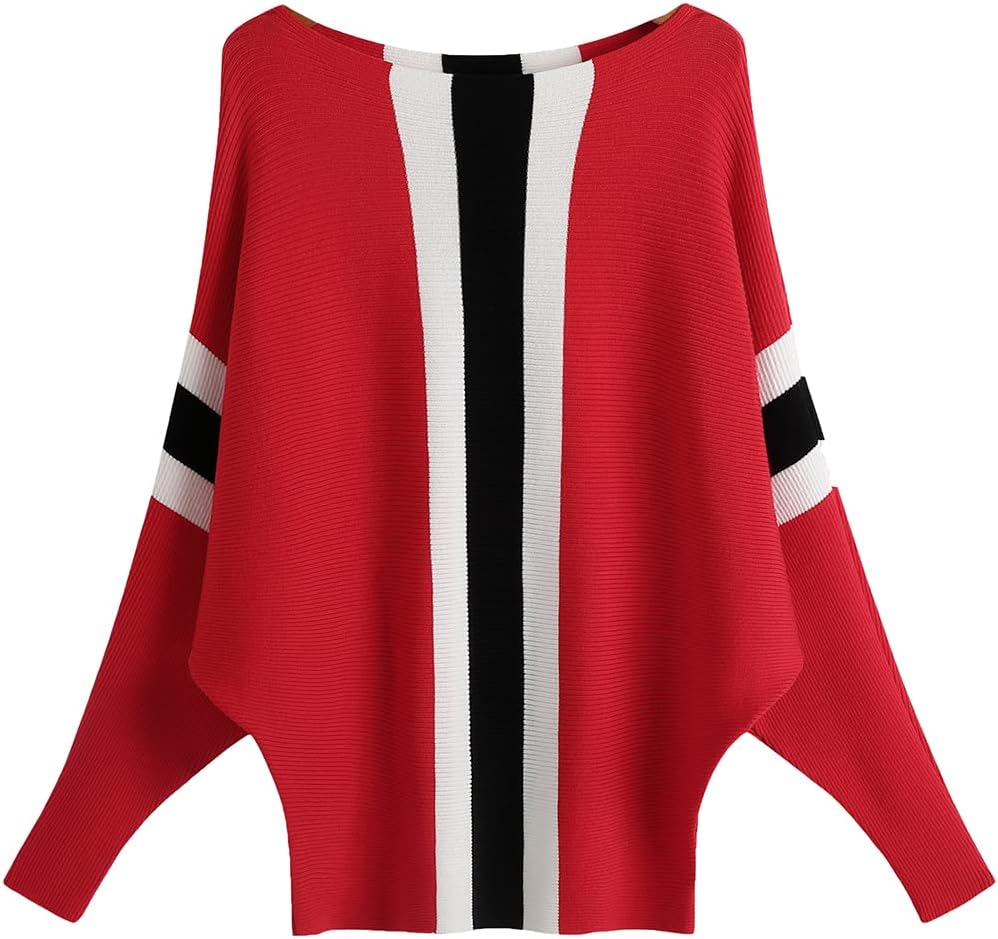 Manufacturer  Ckikiou Womens Lightweight Oversized Boat Neck Sweaters Tops Dolman Batwing Sleeve Ribbed Knitted Pullovers   sweaters