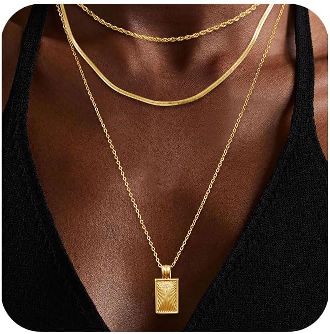Manufacturer  Layered Silver Necklaces for Women, Sterling Silver Stackable Stack Choker Necklaces Trendy Real Gold Plated Layering Disc Circle Pendant Chain Dainty Necklace Set Jewelry for Women  Necklace