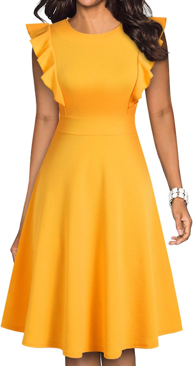 Manufacturer  YATHON Women's Vintage Ruffle Floral Flared A Line Swing Casual Cocktail Party Dresses dresses