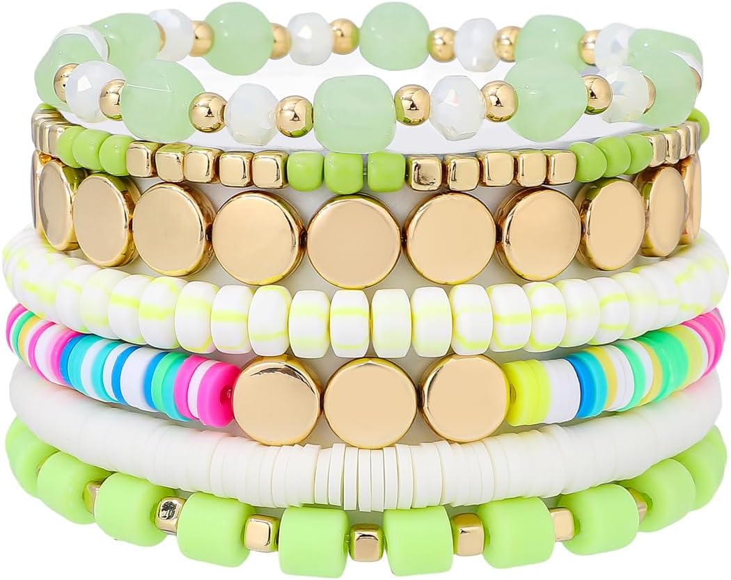 Manufacturer  GOOJIDS Surfer Heishi Clay Bead Bracelets for Women Bohemian Stackable Gold Beaded Stretch Bracelets Elastic Layering Friendship Bracelets Set Boho Jewelry  bracelets