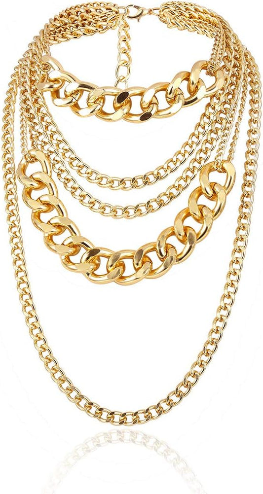 Manufacturer  CSIYANJRY99 Chunky Gold Necklaces for Women,Multilayer Punk 80s Hip Hop Necklace,Layered Cuban Link Chain Statement Necklace 90s Freaknik Outfit Accessories for Women  necklace