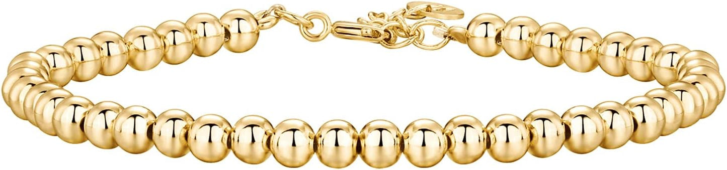 Manufacturer  PAVOI 14K Gold Plated Beaded Bracelet for Women | Stackable Gold Bead Bracelet | Adjustable Dainty Gold Jewelry  bracelets