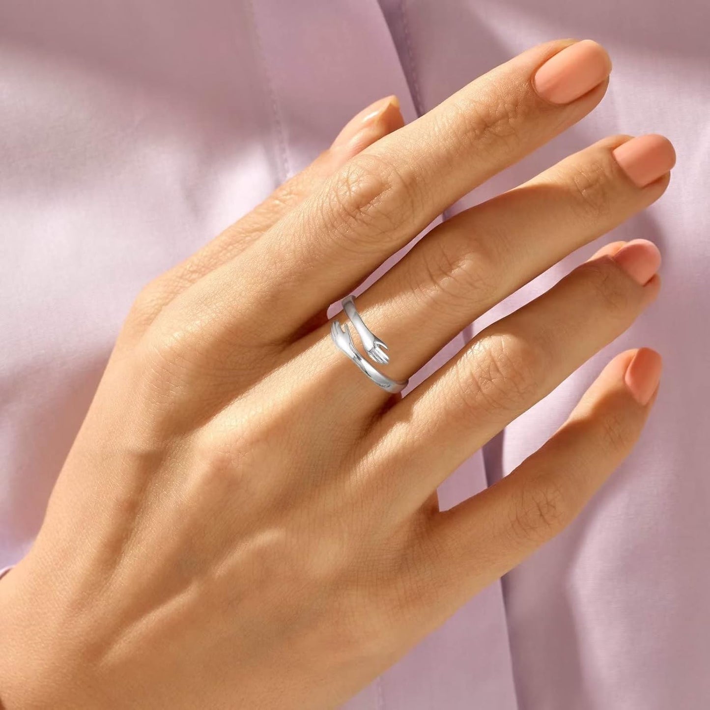 Manufacturer  Yesteel S925 Sterling Silver Hug Ring for Women Teen Girls, Adjustable Ring Jewelry Mothers Day Birthday Gifts for Daughters Mom Sister Wife Friends Grandma   rings