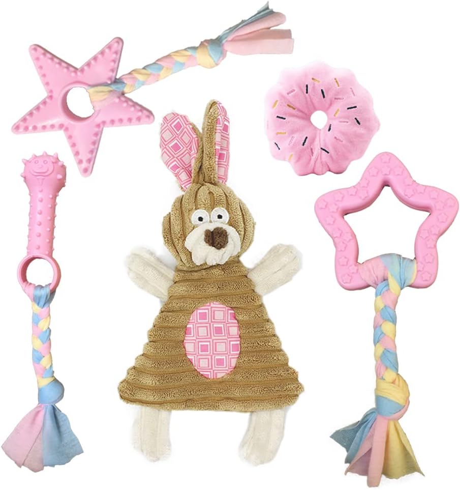 Manufacturer   Puppy Toys for Teething, Puppy Chew Toys for Small Dogs, Crinkle Dog Toys Small Breed Boredom and stimulating, Dog Toys for Small Dogs, Pink, 5-Pack    Dog toy