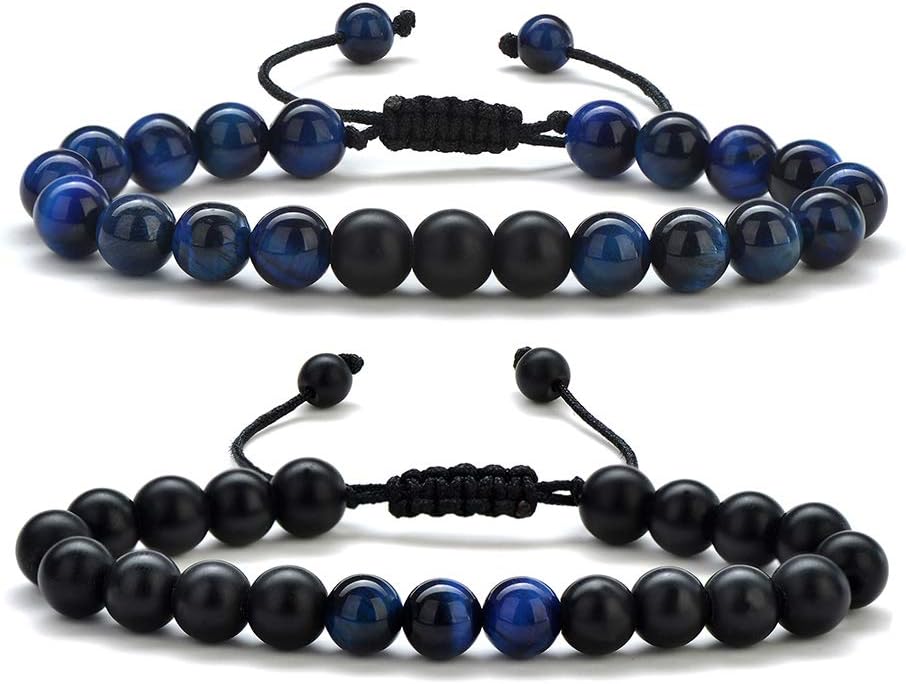 Manufacturer  M MOOHAM Natural Stone Bracelets for Men - 8mm Tiger Eye, Matte Agate, Lava Rock - Teen Boys Gifts for Birthday, Anniversary, Christmas  bracelets