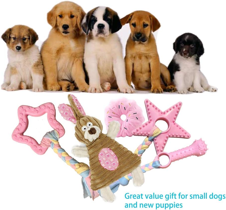 Manufacturer   Puppy Toys for Teething, Puppy Chew Toys for Small Dogs, Crinkle Dog Toys Small Breed Boredom and stimulating, Dog Toys for Small Dogs, Pink, 5-Pack    Dog toy