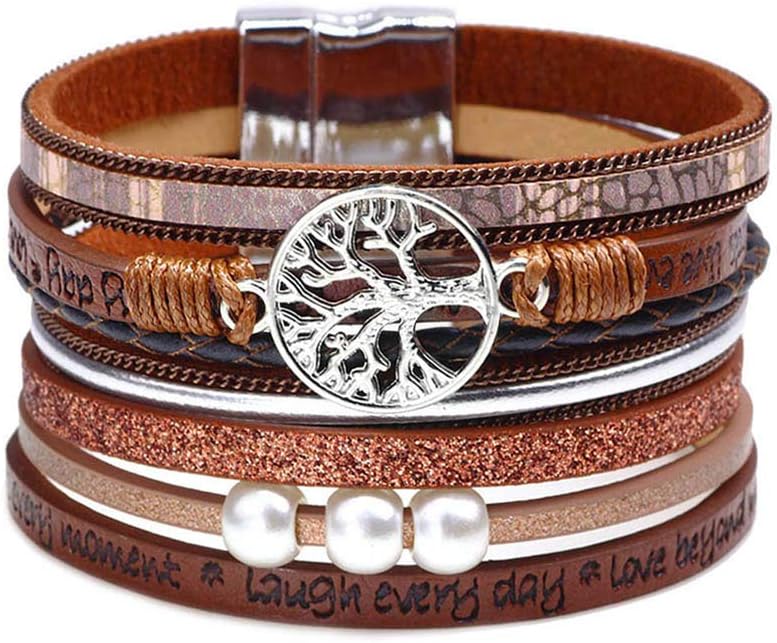 Manufacturer  Fesciory Leather Wrap Bracelets for Women, Boho Leopard Multi-Layer Crystal Beads Cuff Bracelet Jewelry  bracelets