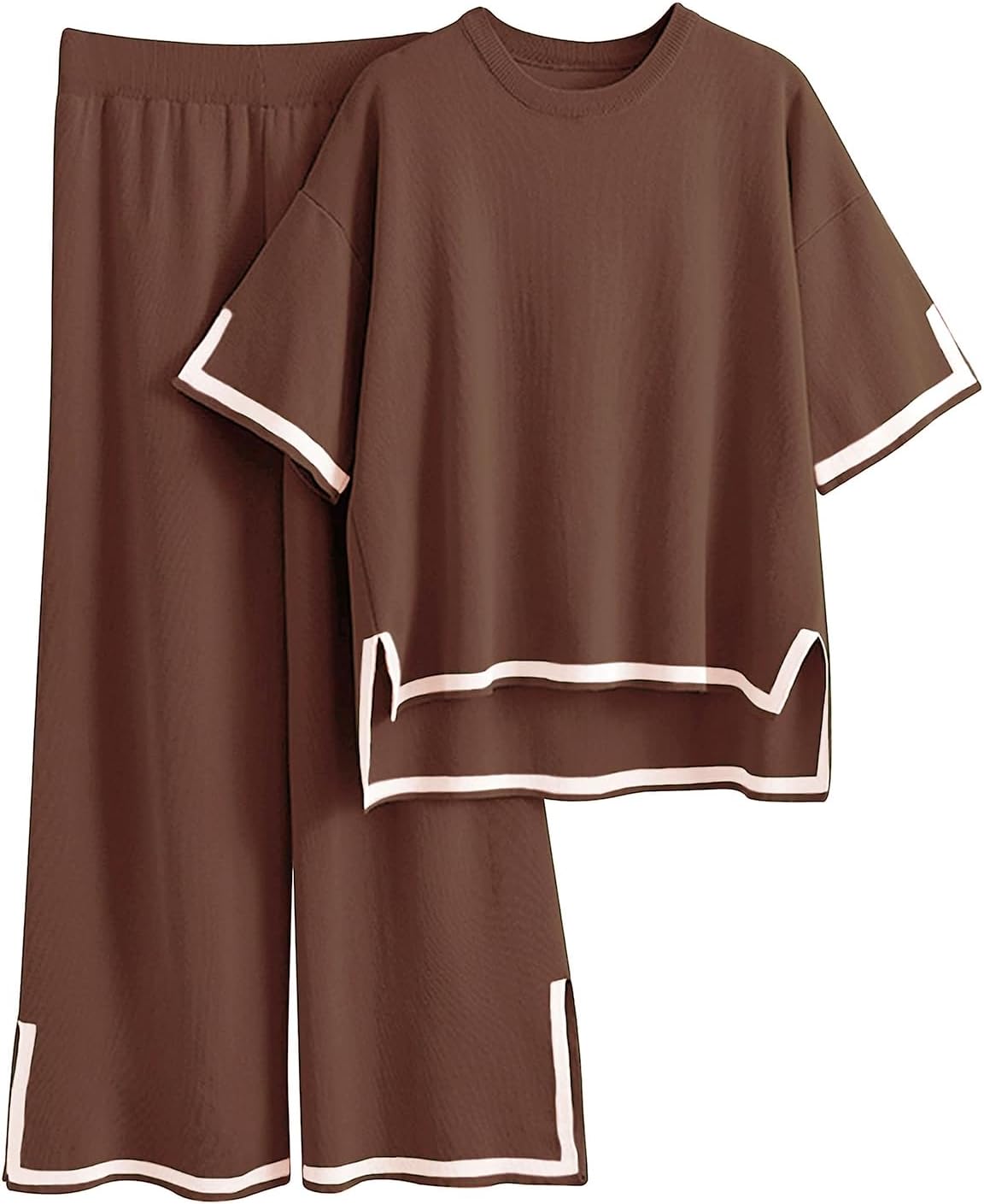 Imily Bela Womens Plus Size Lounge Sets 2 Piece Outfits Short Sleeve Pullover Tops Wide Leg Pants Summer Travel Outfits suits