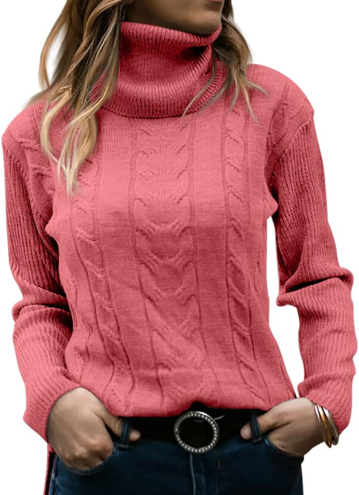 Manufacturer  Langwyqu Womens' Turtleneck Long Sleeve Cable Knit Sweaters   sweaters