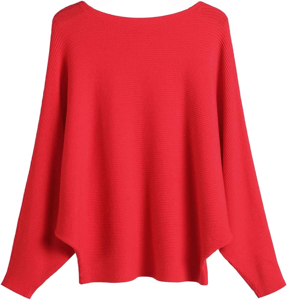 Manufacturer  Ckikiou Womens Lightweight Oversized Boat Neck Sweaters Tops Dolman Batwing Sleeve Ribbed Knitted Pullovers   sweaters