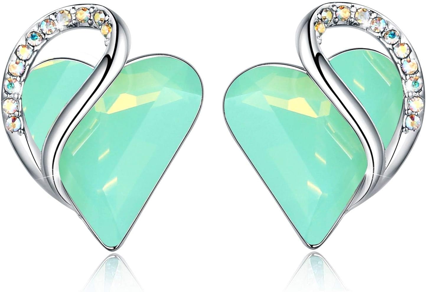 Manufacturer  Earrings for Women, Mothers Day Gift for Mom, Heart Birthstone Crystal Stud Earring, Silver Plated Birthday Jewelry  earring