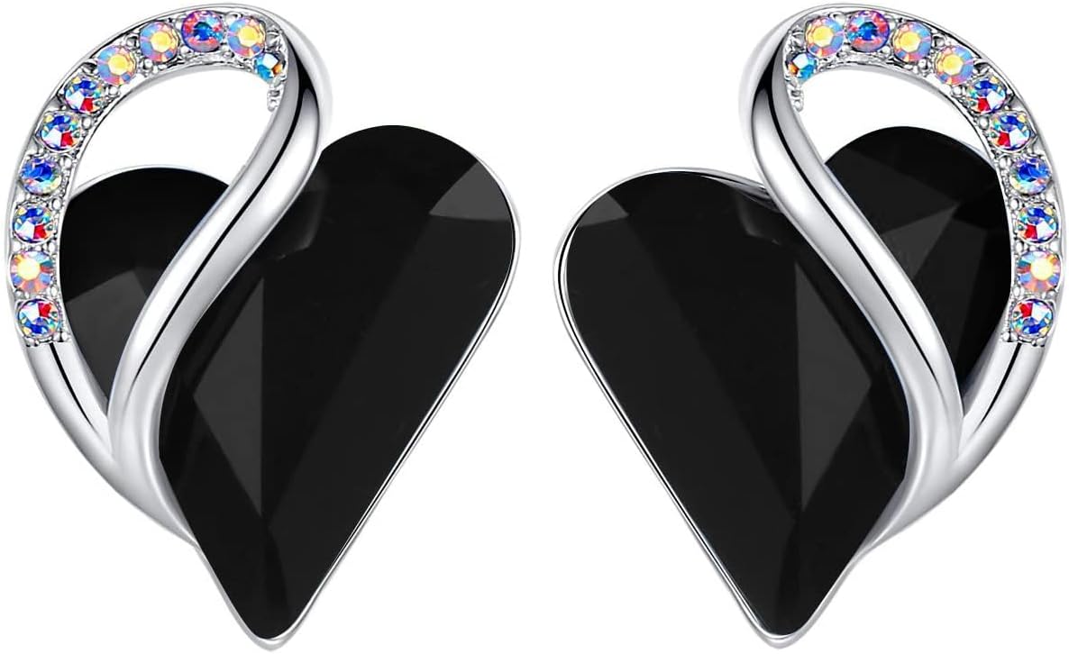 Manufacturer  Earrings for Women, Mothers Day Gift for Mom, Heart Birthstone Crystal Stud Earring, Silver Plated Birthday Jewelry  earring