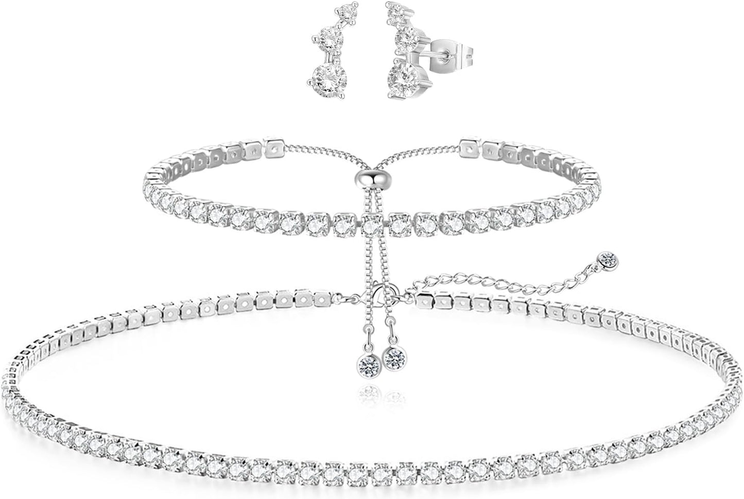Manufacturer  Luxval Tennis Necklace 14K Gold Plated Rhinestone Butterfly Choker Necklaces for women Dainty Zirconia Cut Faux Diamond chain 3mm  necklace
