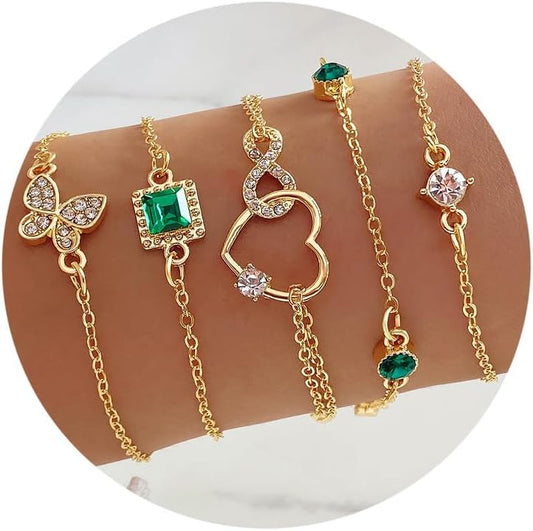 Manufacturer  IFKM Gold Bracelets for Women, 14K Gold Plated Dainty Layered Chain Bracelets Adjustable Cute Bangle Link Bracelet Set  bracelets