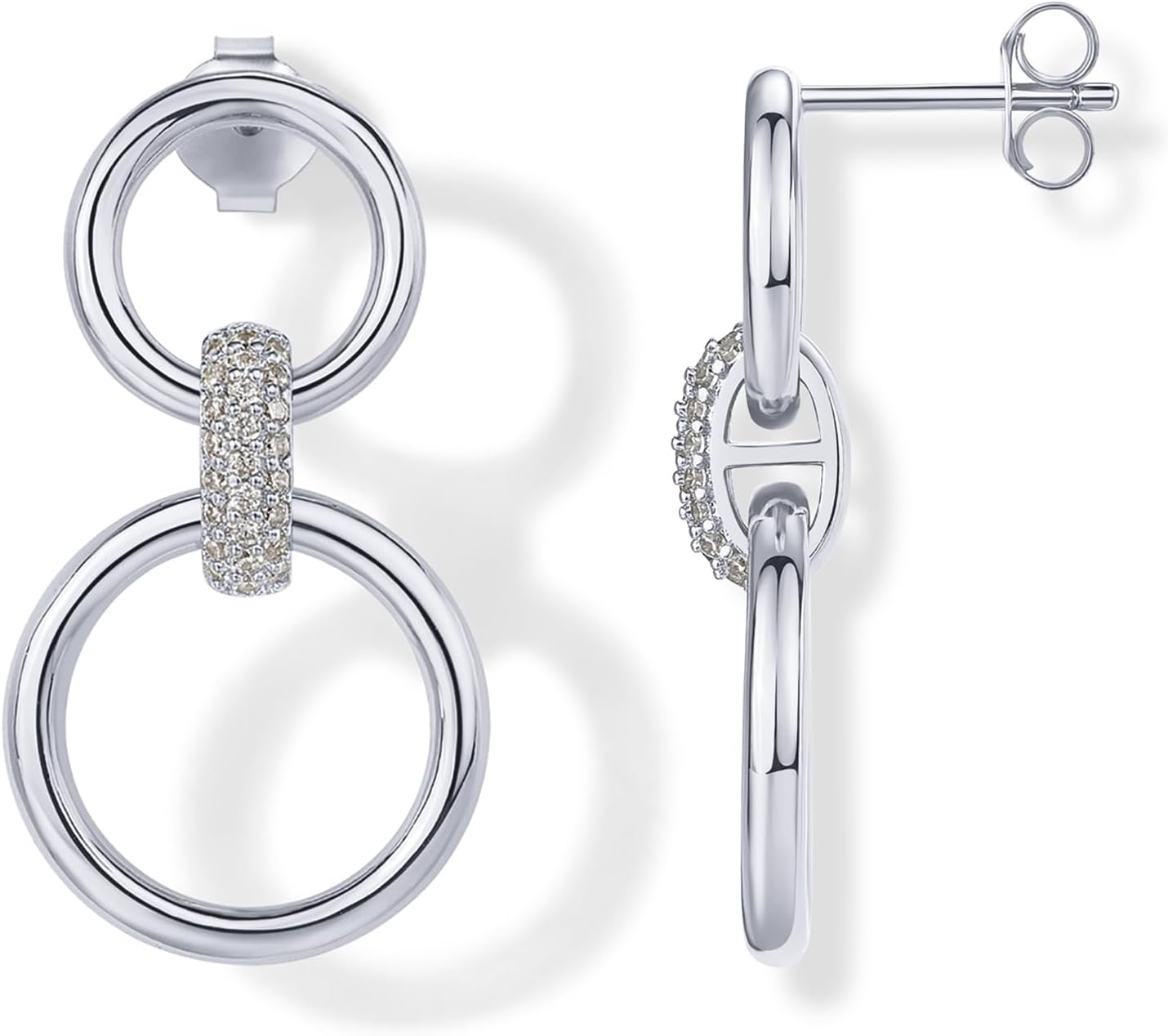 Manufacturer  PAVOI 14K Gold Plated Chunky Triple Hoop Stud Earrings for Women | Cubic Zirconia Chunky Studs | CZ Drop Dangle Earrings  earring