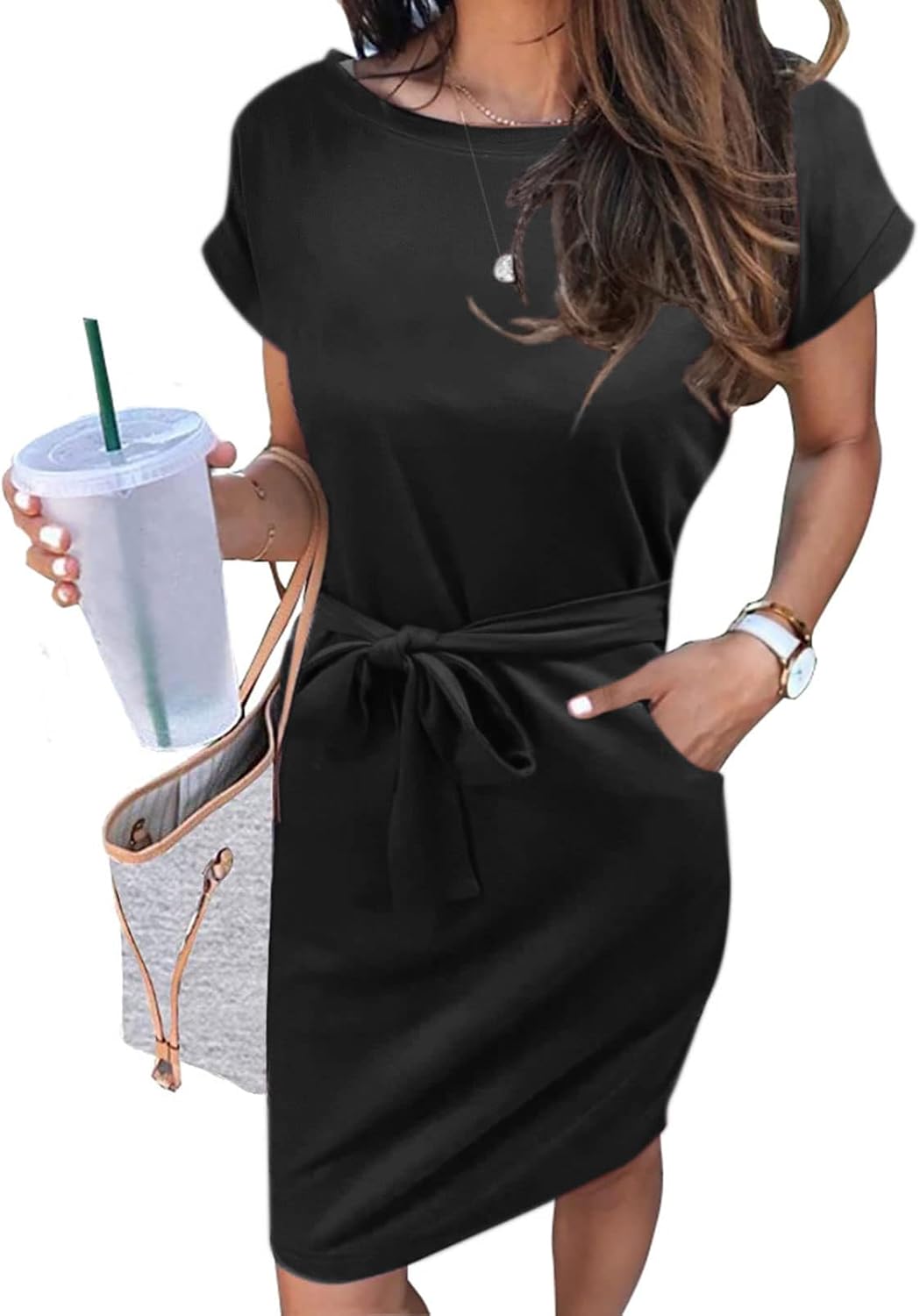 Manufacturer  MEROKEETY Women's Summer Striped Short Sleeve T Shirt Dress Casual Tie Waist with Pockets dresses