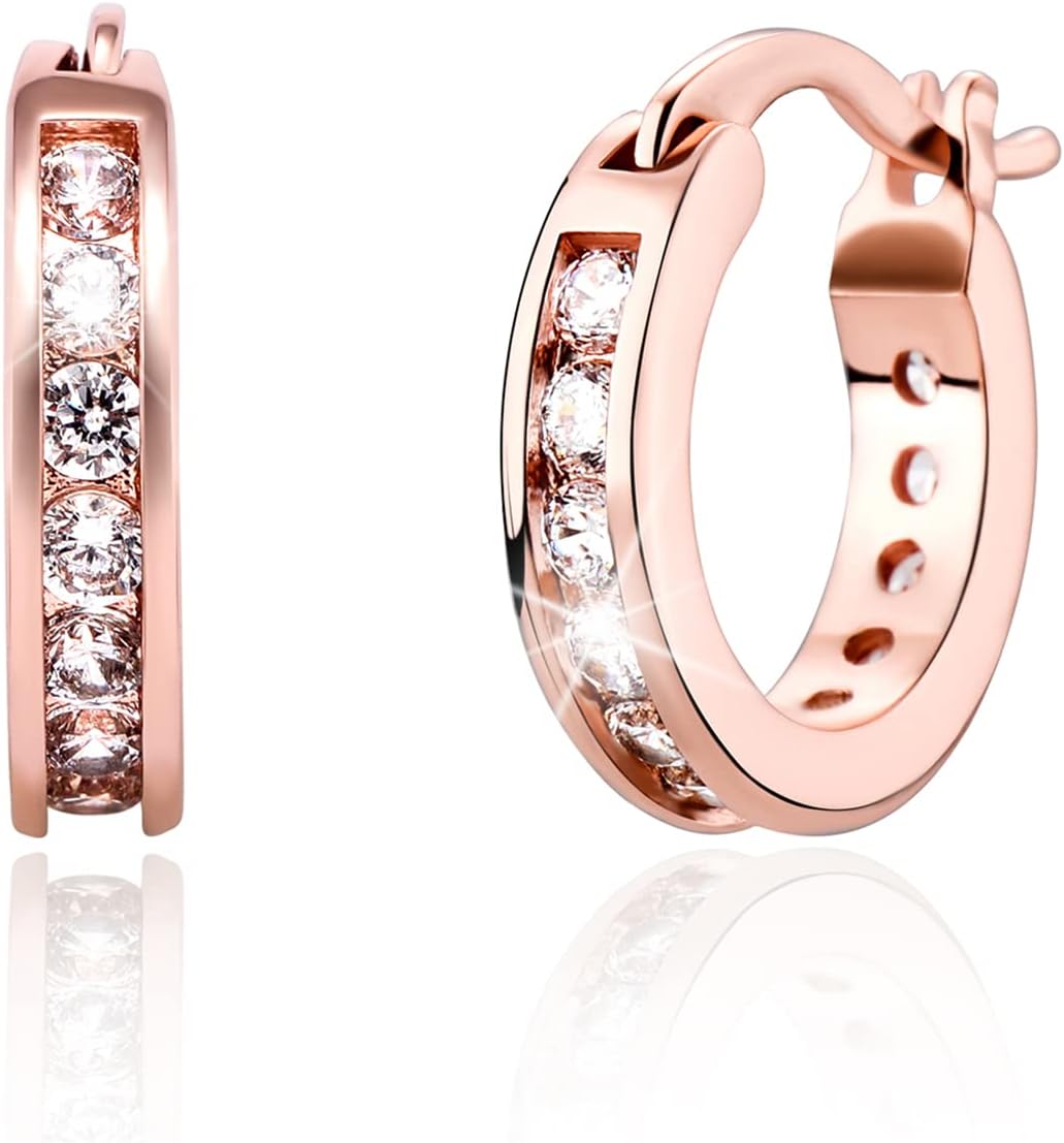 Manufacturer  Iced Out Hoop Huggie Earrings 14K Gold Cubic Zirconia Cute Small Round Hoop Huggie Cartilage Hypoallergenic Earrings For Women Men  earring